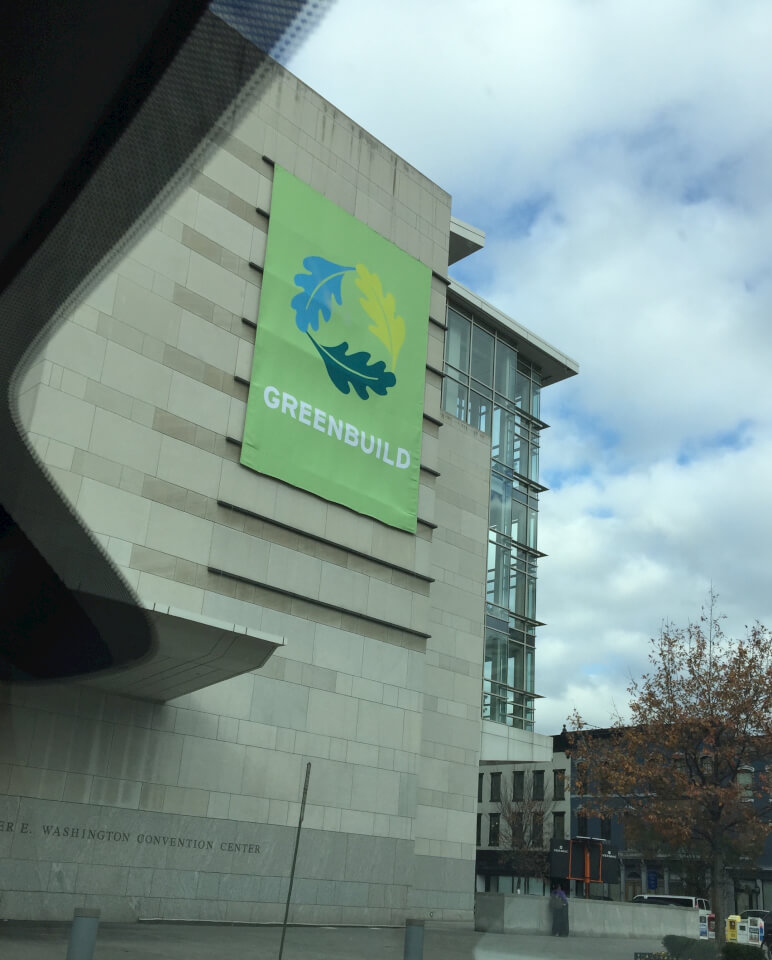 Greenbuild Banner on exterior of Convention Center in Washington, DC