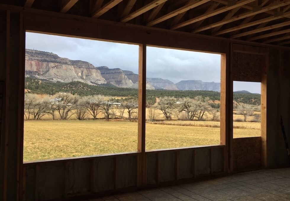 The view from the living room of the Griffith's family residence
