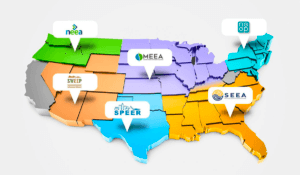 Map of six regional energy efficiency organizations REEOS